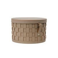 cesta redonda piel regenerada vison oscuro con tapa