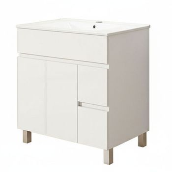 Kibath Mueble De Baño Con Lavabo Urban 80x45 Cm Acabado Blanco Brillo 2 Cajones Y 2 Puertas