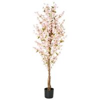 planta artificial en maceta verde negro material hojas de plastico rosas 185 cm interior sakura