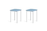 pack 2 taburetes 45 cm  asiento azul estructura blanco