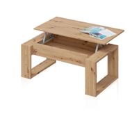 mesa de centro elevable con almacenaje oculto 105x45-54 cm alpine oak