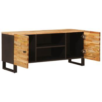Mueble De Tv | Mueble De Salón | Gabinete De Tv Marrón 105 X 33 X 46 Cm Madera De Mango Maciza