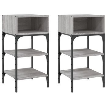Mesitas Noche 2 Uds Madera Ingeniería Gris Sonoma 35x34,5x70 Cm Vidaxl