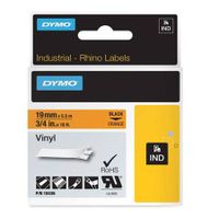 dymo 18436 s0718500 original label tape 19mm x 55m black on orange