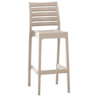 taburete de bar apilable de plastico beige para interior o exterior con reposapies 10mdj10229