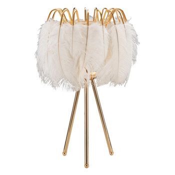 Lámpara De Mesa Con Plumas Blancas Cm Ø 40x60