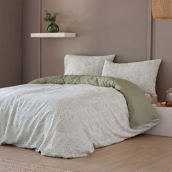 Funda Nórdica Laida  100% Algodón Jacquard Verde 200 Hilos Cama 105