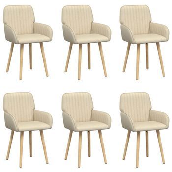 Sillas De Comedor 6 Uds. Tela Crema 56,5 X 50 X 87,5 Cm Vidaxl