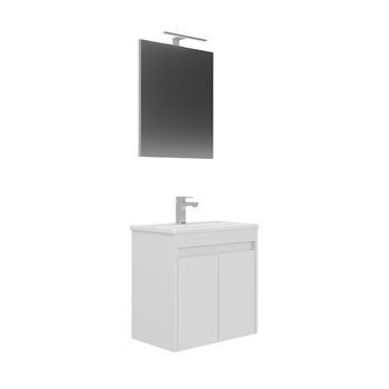 Conjunto De Mueble Lova De Baño Con Lavabo Y Espejo Blanco