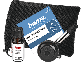 Kit de limpieza - Hama 00005947, Para cámara, Incluye cepillo aplicación con soplador aire, Negro
