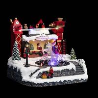 fuente pueblo iluminada taller de papa noel 12 led l25cm
