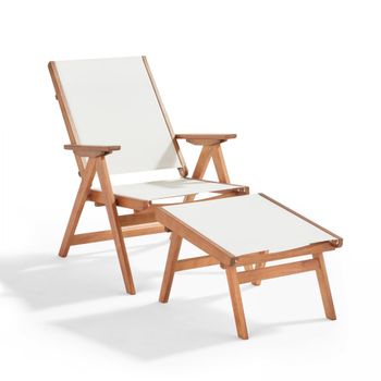 Sillón de madera de eucalipto + reposapiés