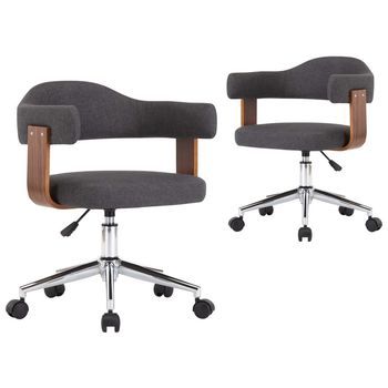 Sillas De Comedor Girartorias 2 Uds | Silla De Cocina Madera Curvada Y Tela Gris
