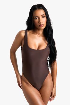 Bañador Essentials Con Escote Cuadrado, Brown