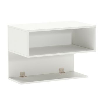 Costway Mesita de Noche Flotante Moderna con Estantes Abiertos Mesa Auxiliar de Pared para Dormitorio y Sala de Estar Blanco