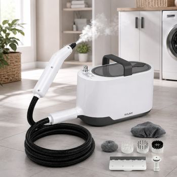 Limpiador a Vapor ROUNY de 1200W, Vaporizador de Mano de Alta Presión de 1L con Calentamiento Rápido en 15s y Vapor de 3.5 bar para Limpieza de Múltiples Superficies del Hogar