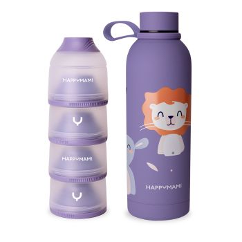 Pack termo y dosificador de leche en polvo Happymami Violeta Seda Violeta Seda