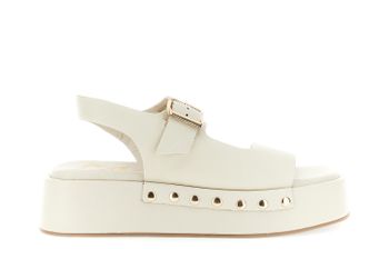 sandalias fraile en piel napa con tachuelas en la cuña ivory 38