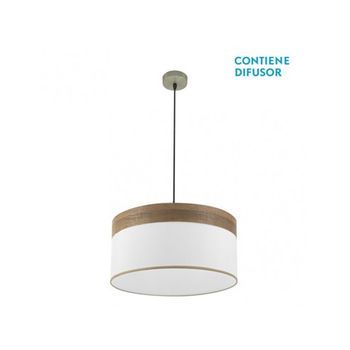 Colgante Cloe 2xe27 Cuero/blanca-madera Oscura Regx50x50 Cm