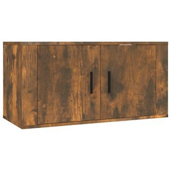 Mueble Tv De Pared | Mueble De Salón | Armario Tv Roble Ahumado 80x34,5x40 Cm
