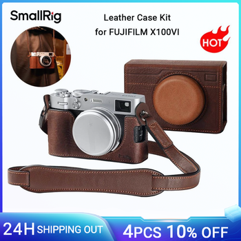 Kit de Funda de Cuero SmallRig X100VI para FUJIFILM X100VI, Incluye Media Funda de Cuero, Funda con Tapa y Correa para el Hombro -4558