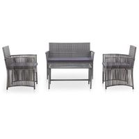 muebles jardin 4 uds  mesa y sillas y cojines ratan sintetico gris antracita