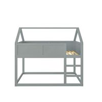 litera 90x200cm con escalera estructura de madera maciza gris