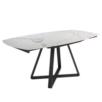 Mesa Comedor Extensible Ovalada Mármol Porcelánico Negro Ø120x90x77