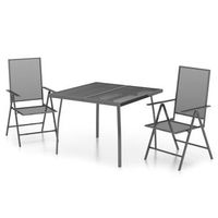 conjunto comedor jardin 3 uds  mueble jardin mesa y sillas acero gris antracita