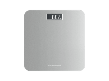 Báscula de baño - Rowenta Premiss 2.0 BS1801, Peso máximo 160 kg, Vidrio templado, Apagado automático, Pantalla LCD, Diseño plano, Plateado