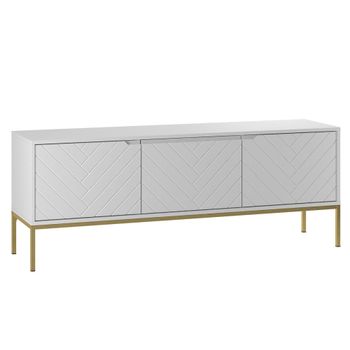 Mueble tv 3 puertas 151 cm paneles de melamina y mdf blanco