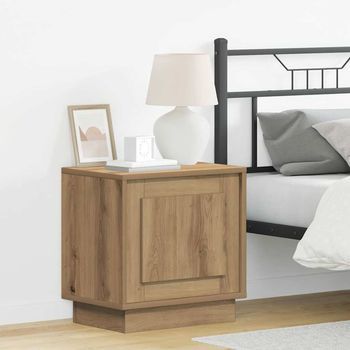 Mesita De Noche - Dormitorio - Madera De Ingeniería - Roble Artesanal (44x34.5x45cm)