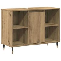 gabinete de bano  armario de bano con estante roble artesanal 80 x 33 x 60 cm