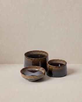 Bol de cerámica en marrón oscuro y barro 16x16x8,7 cm