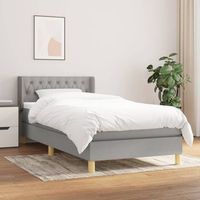 cama individual  cama box spring  cama para adultos con colchon tela gris claro 90x190 cm cfw104792