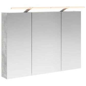 Armario Con Espejo De Baño | Mueble De Baño Gris Concreto 100 X 14,5 X 70 Cm
