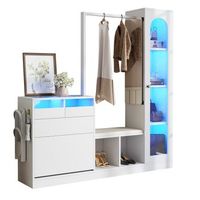 mueble recibidor 6 en 1 - entrada de casa - tablero de particulas - blanco 163x50x161cm