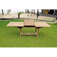mesa de jardin rectangular extensible de teca en bruto 10 plazas kajang