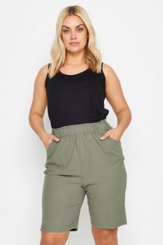 Yours Pantalones Cortos Caqui De Algodón Fresco, Mujer Curvy Y Tallas Grandes, Yours