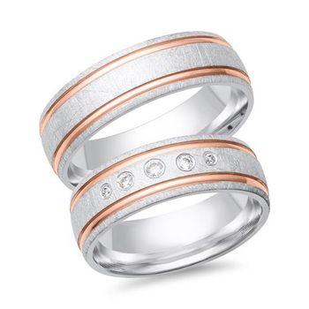 Alianzas 8 quilates oro blanco-rojo 5 diamantes