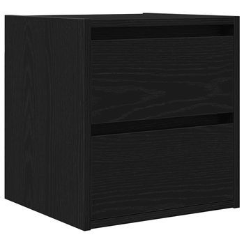 Mesilla De Noche | Mesita De Noche De Pared Roble Negro 38x34x40 Cm