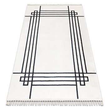 Alfombra Amour 53096c Crema - Marco, Líneas Moderno, Elegante 78x300 Cm