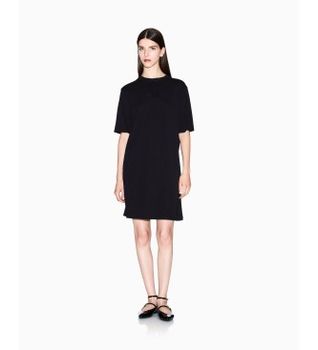 A|X Armani Exchange para mujer. XW000825AF10356UC001 Vestido Camisero negro (L), Casual, Algodón, Manga corta
