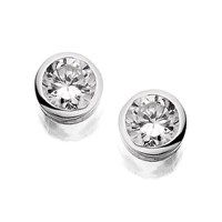 silver round cubic zirconia earrings - 5mm - f0490
