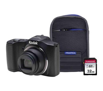 KODAK PIXPRO Friendly Zoom FZ152 Compact Camera Kit with 32 GB SD Card and Case - Black, Black