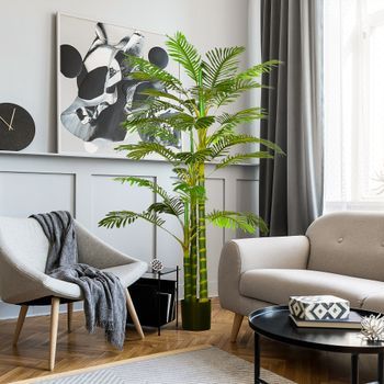 Planta Artificial Palmera Areca De Peva Pp Homcom Ø19,5x190 Cm-verde