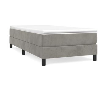 Cama box spring con colchón terciopelo gris claro 80x200 cm