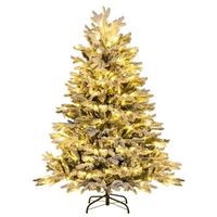 arbol de navidad artificial de con nieve y 688 puntas de ramas mixtas blanco 135 cm