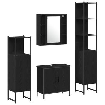 Juego De Muebles De Baño 4 Uds. Negro Madera De Ingeniería Vidaxl