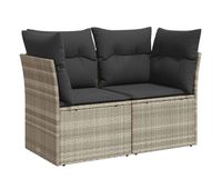 vidaxl sofa de jardin con cojines 2 plazas ratan sintetico gris claro